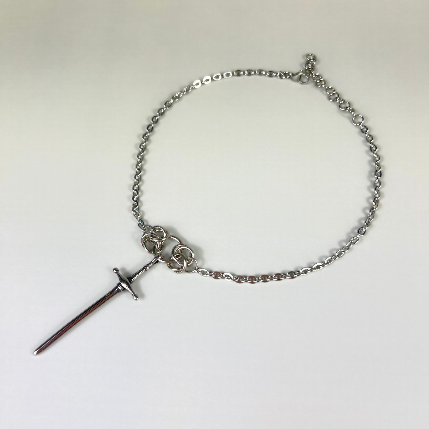 Chunky sword necklace with Byzantine accents