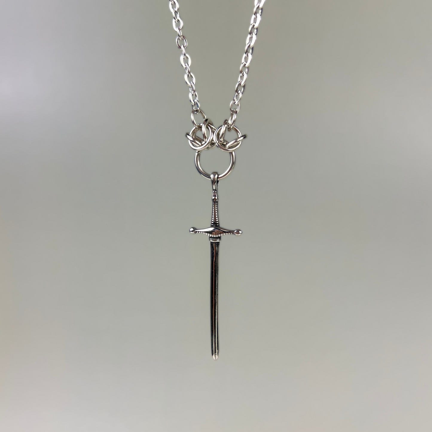 Chunky sword necklace with Byzantine accents