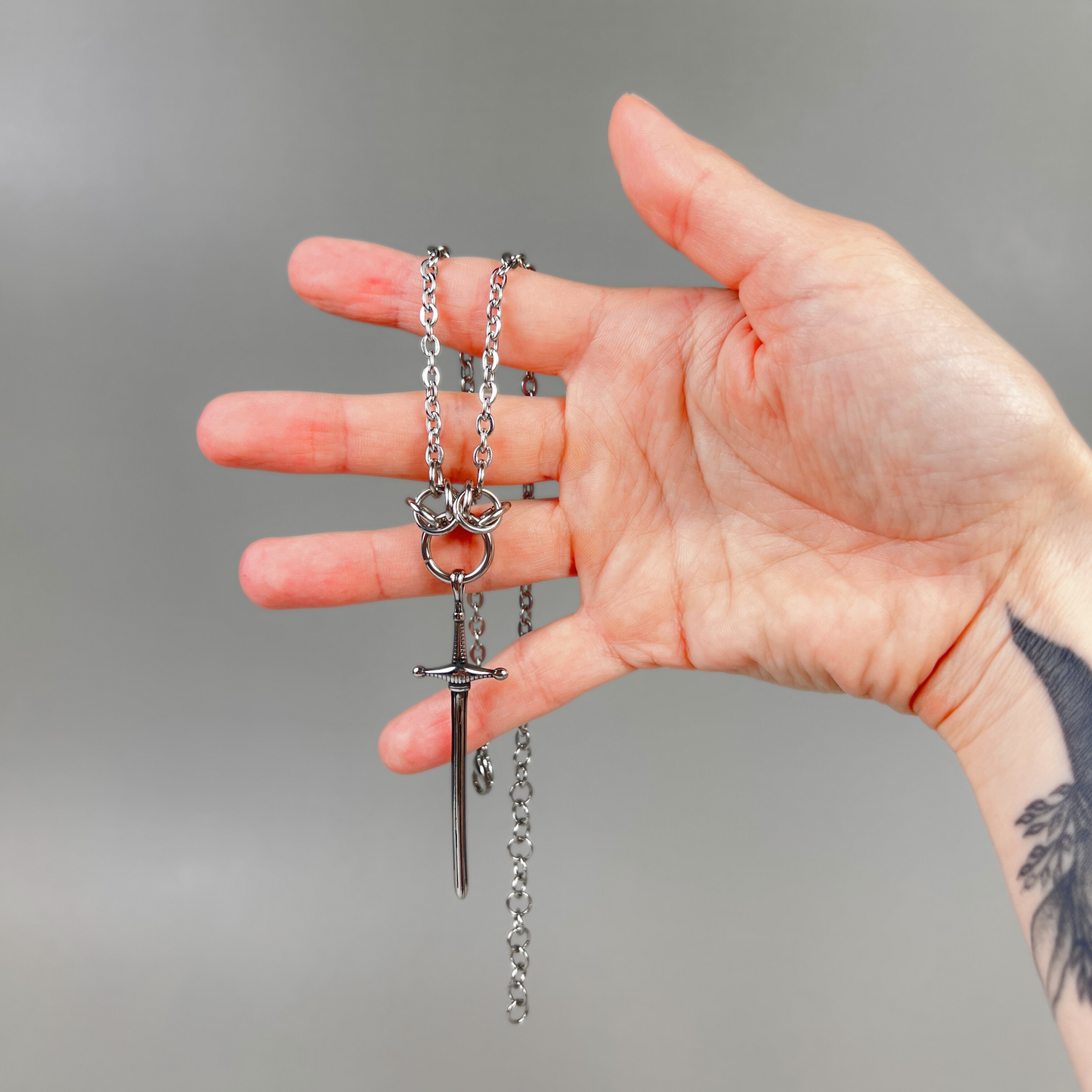 Chunky sword necklace with Byzantine accents