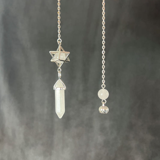 Clear quartz merkaba pendulum reiki healing lotus seed charm quartz crystal pendulum spiritual tool dowsing gemstone pendulum