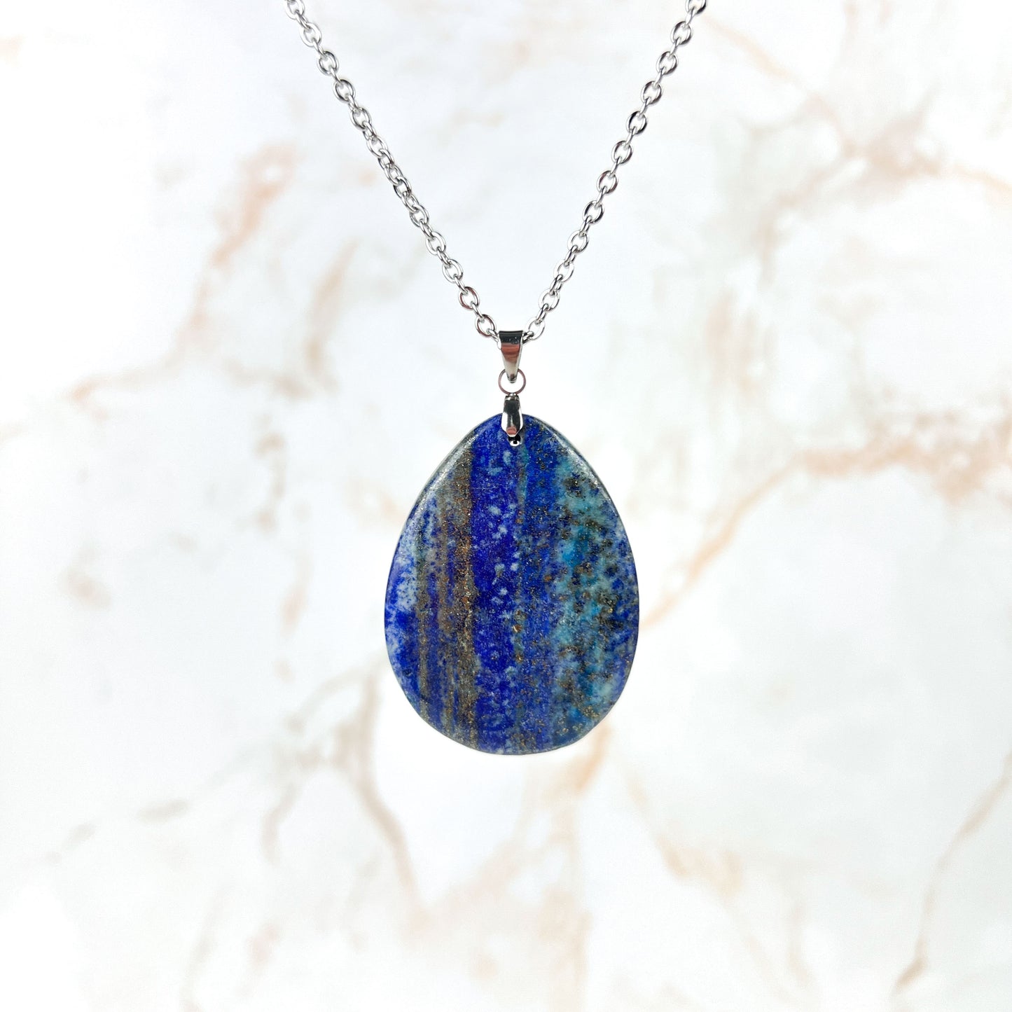 Lapis lazuli stainless steel pendant necklace Baguette Magick