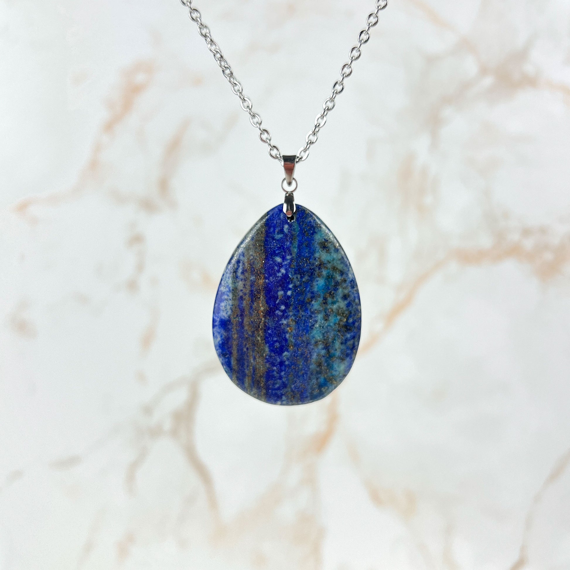 Lapis lazuli stainless steel pendant necklace Baguette Magick