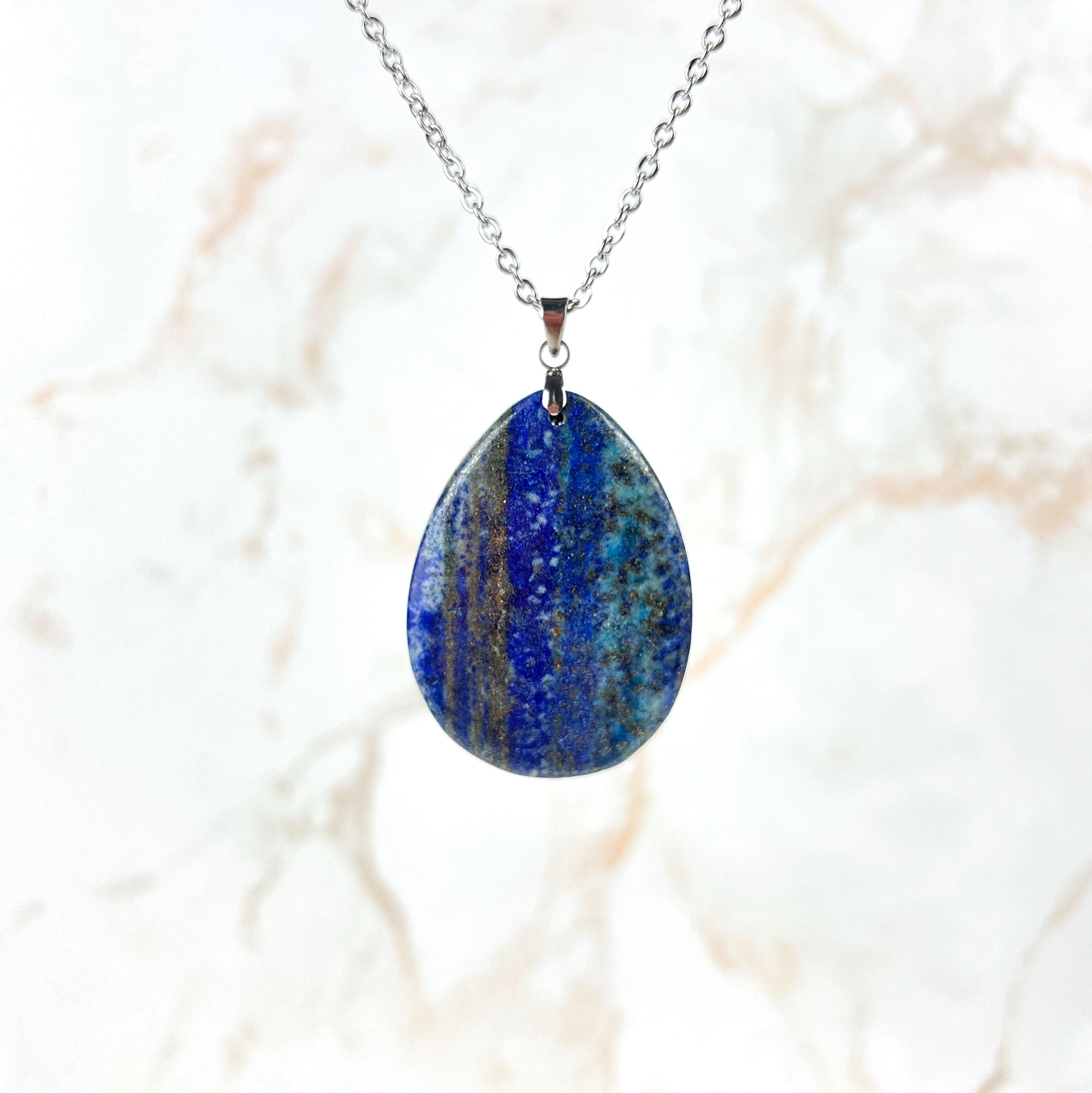 Lapis lazuli stainless steel pendant necklace Baguette Magick