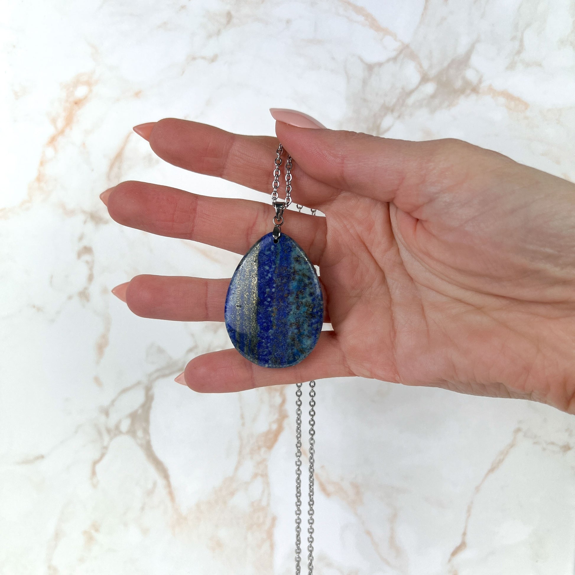 Lapis lazuli stainless steel pendant necklace Baguette Magick