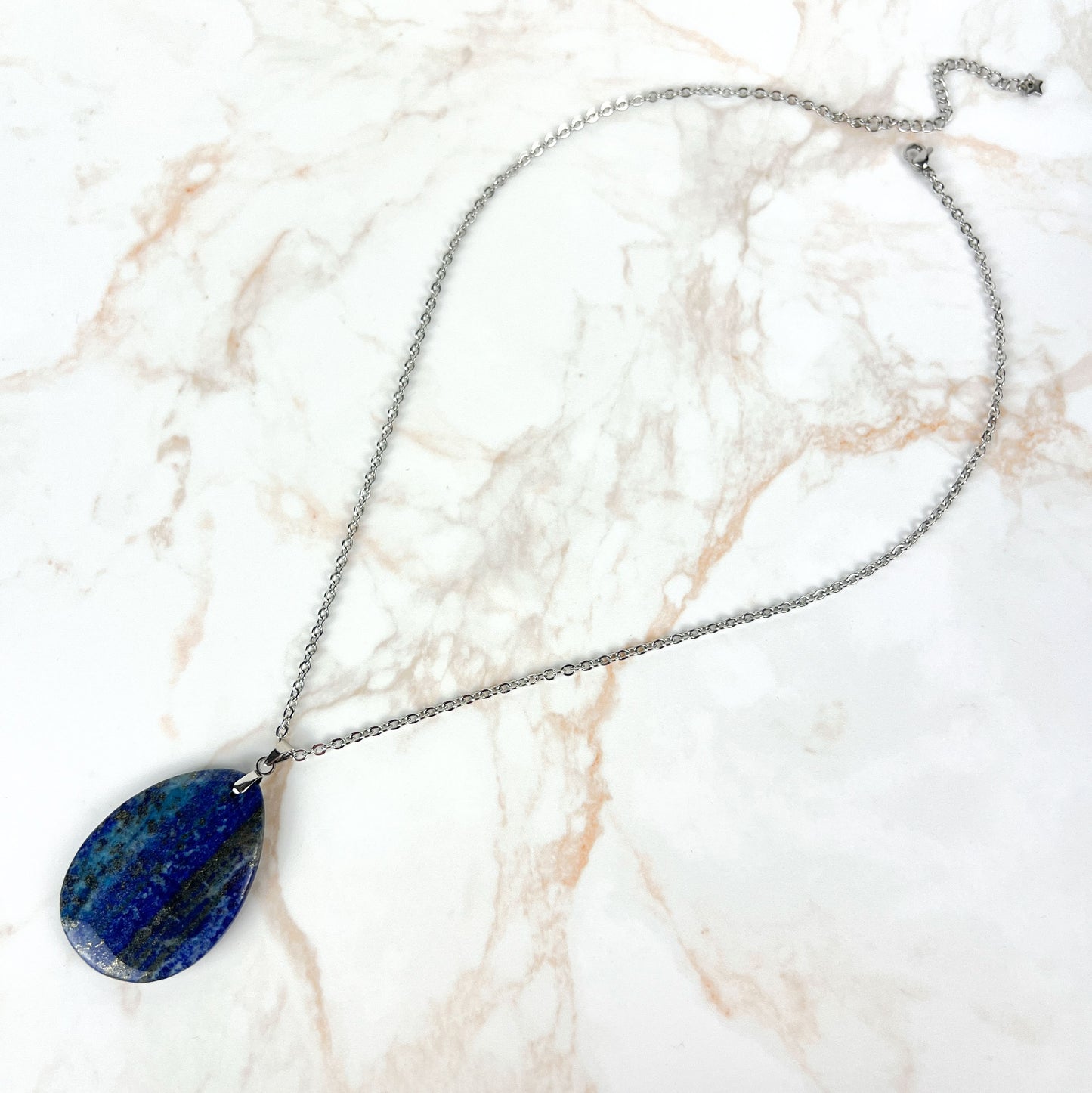 Lapis lazuli stainless steel pendant necklace Baguette Magick