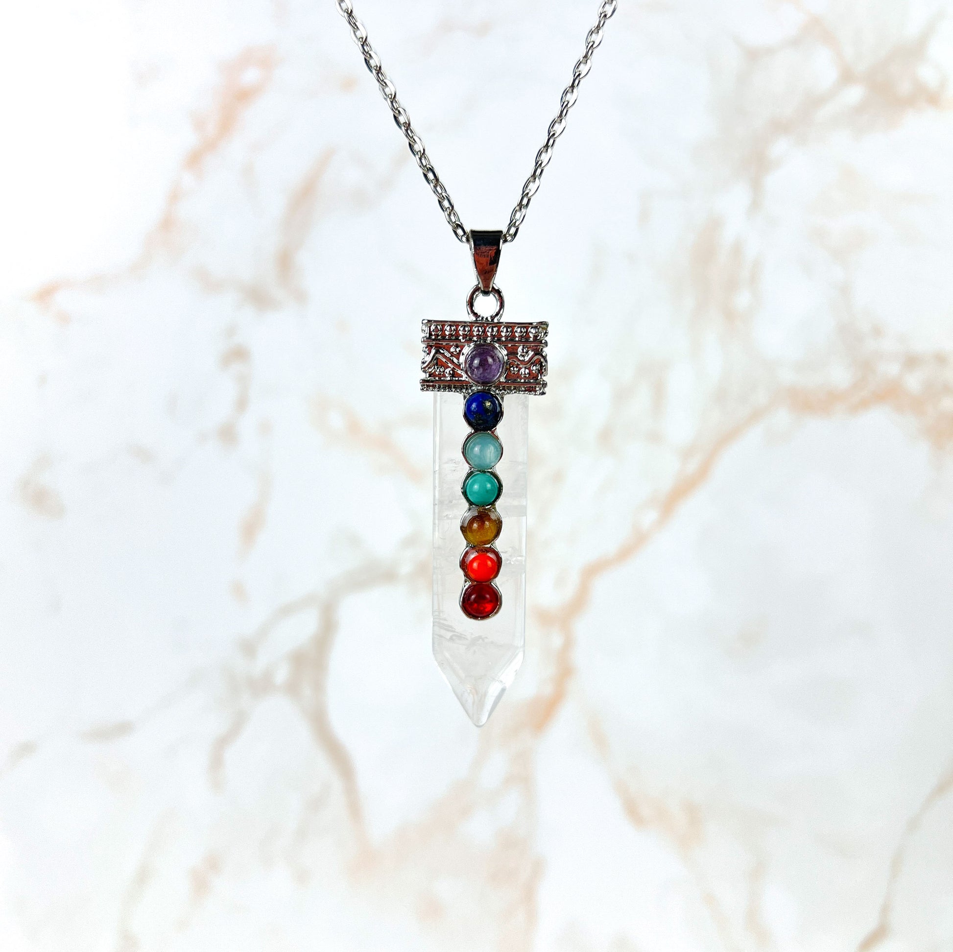 7 chakras quartz spiritual necklace Baguette Magick