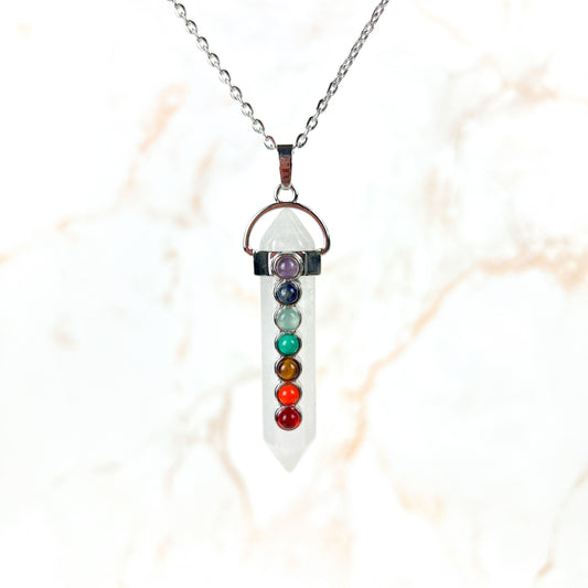 Chakra necklace quartz pendant seven chakras jewelry yoga reiki necklace kundalini jewelry