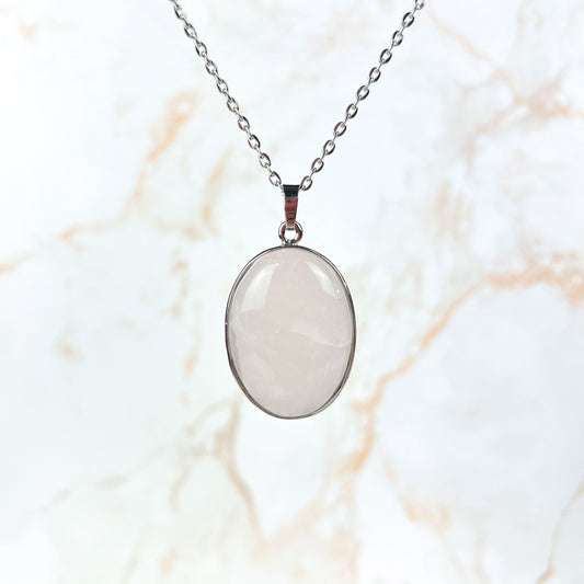 Big rose quartz gemstone necklace Baguette Magick