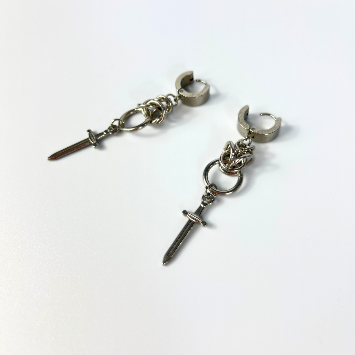 Dagger and Byzantine chainmail earrings