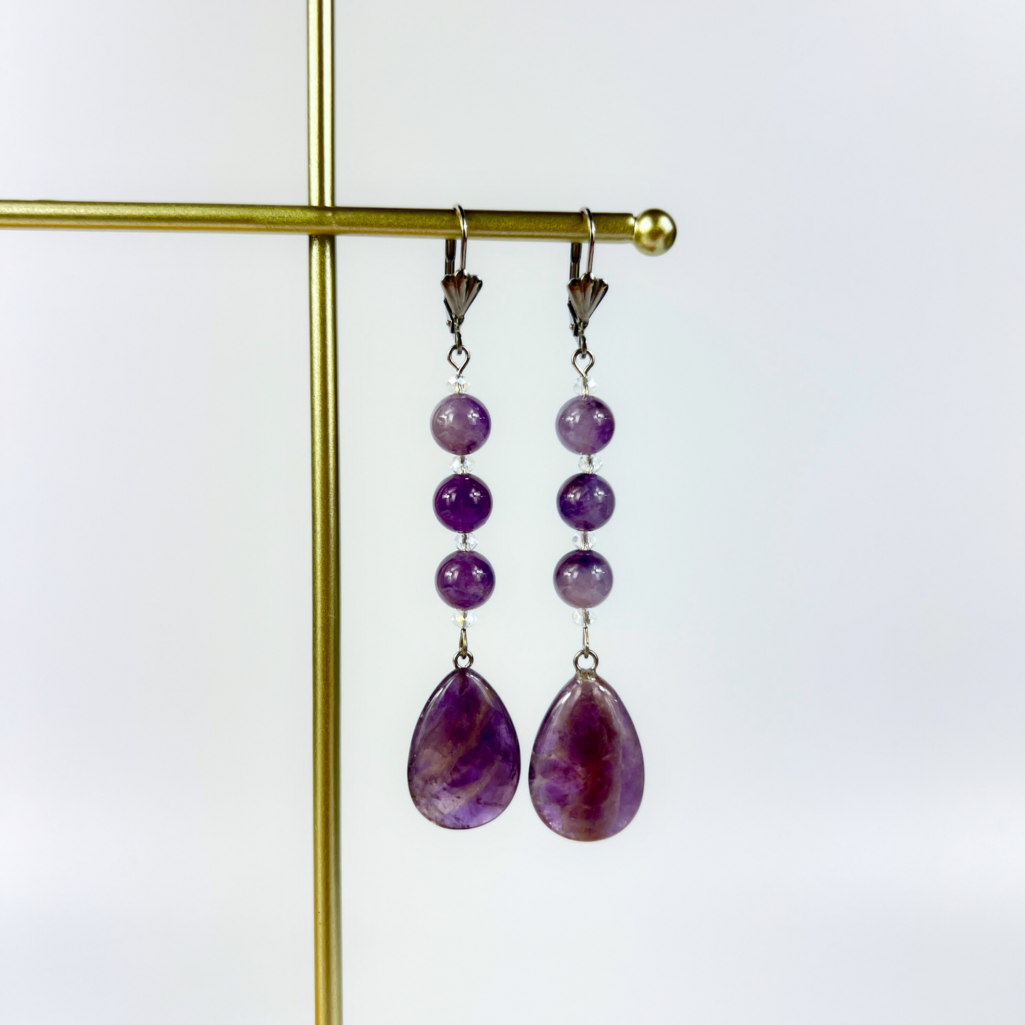 Amethyst beaded art deco earrings