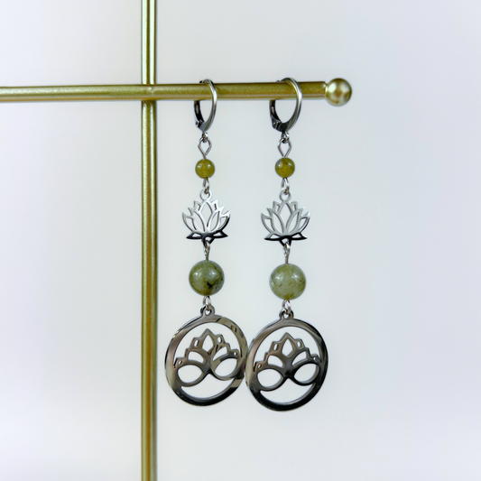 Lotus flower and labradorite earrings