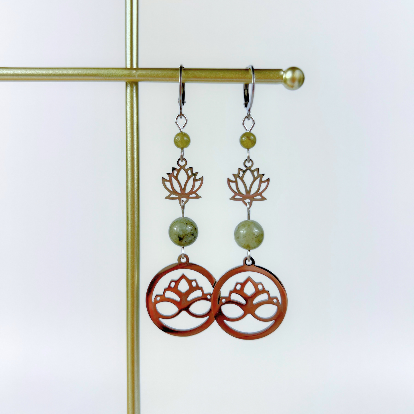 Lotus flower and labradorite earrings