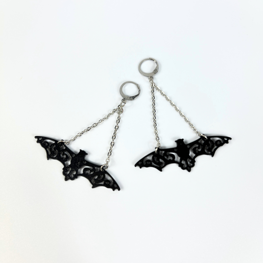 Black bats Halloween earrings Baguette Magick