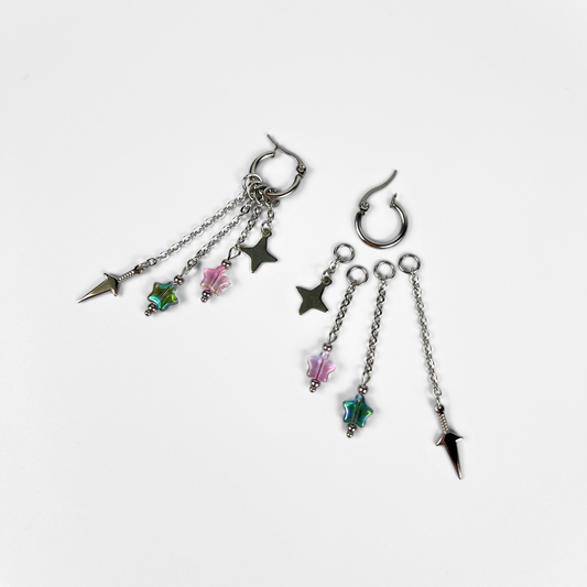 Mix & Match shuriken and kunai hoop earrings