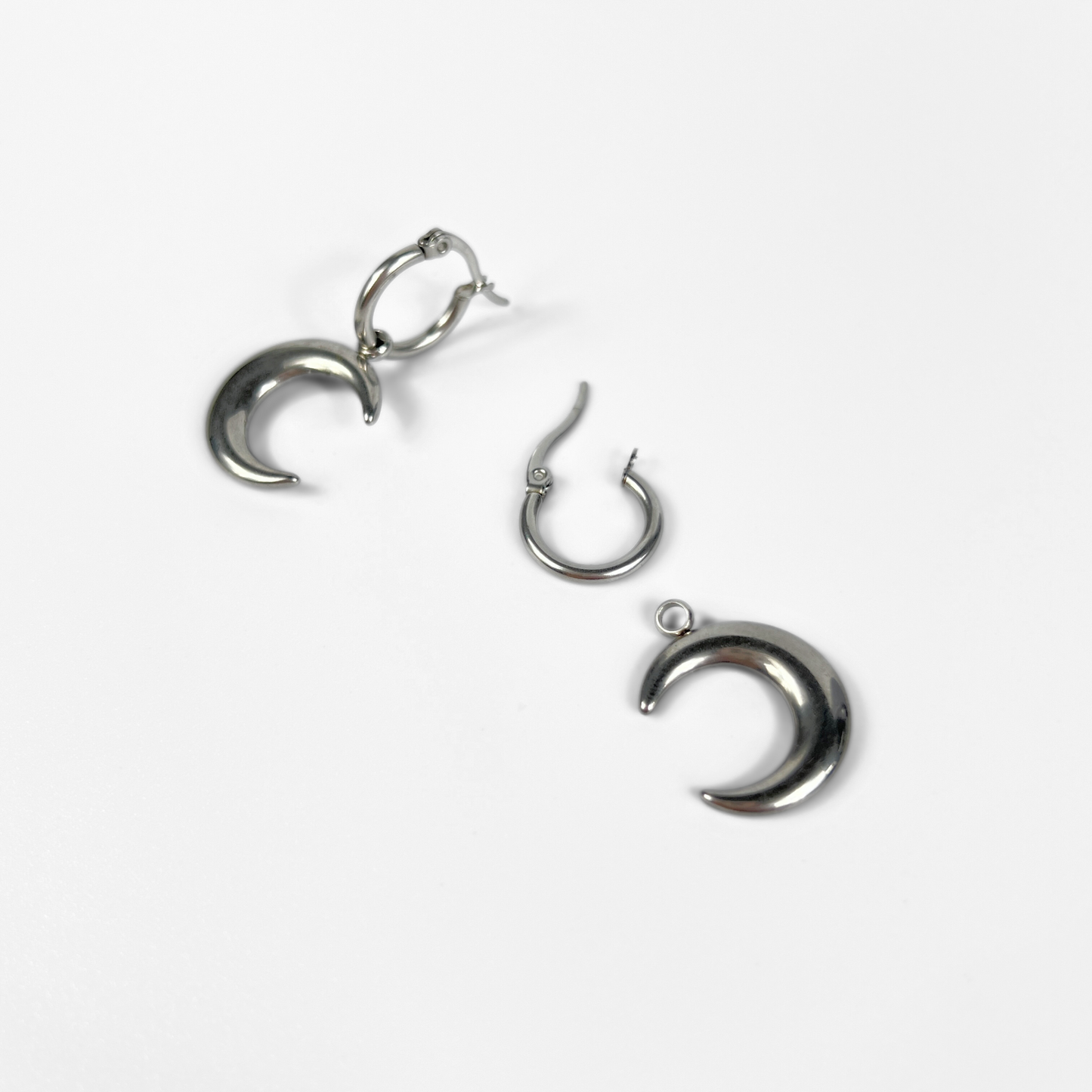 Crescent Moon pagan hoop earrings Baguette Magick