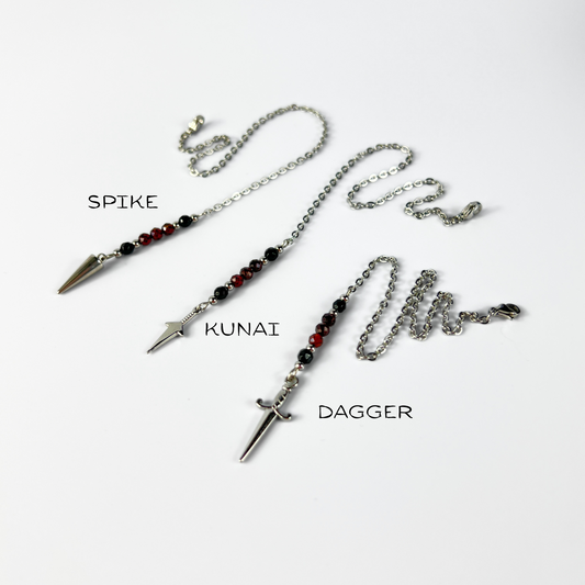 Pendulum chain, Onyx and Garnet, Kunai, Dagger, Spike