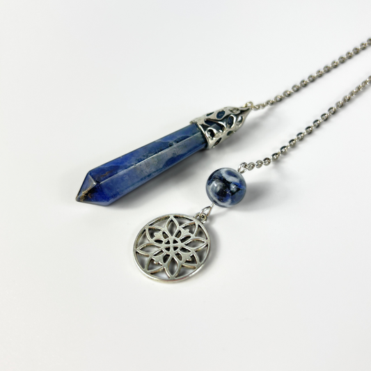 Sodalite and floral mandala pendulum Baguette Magick