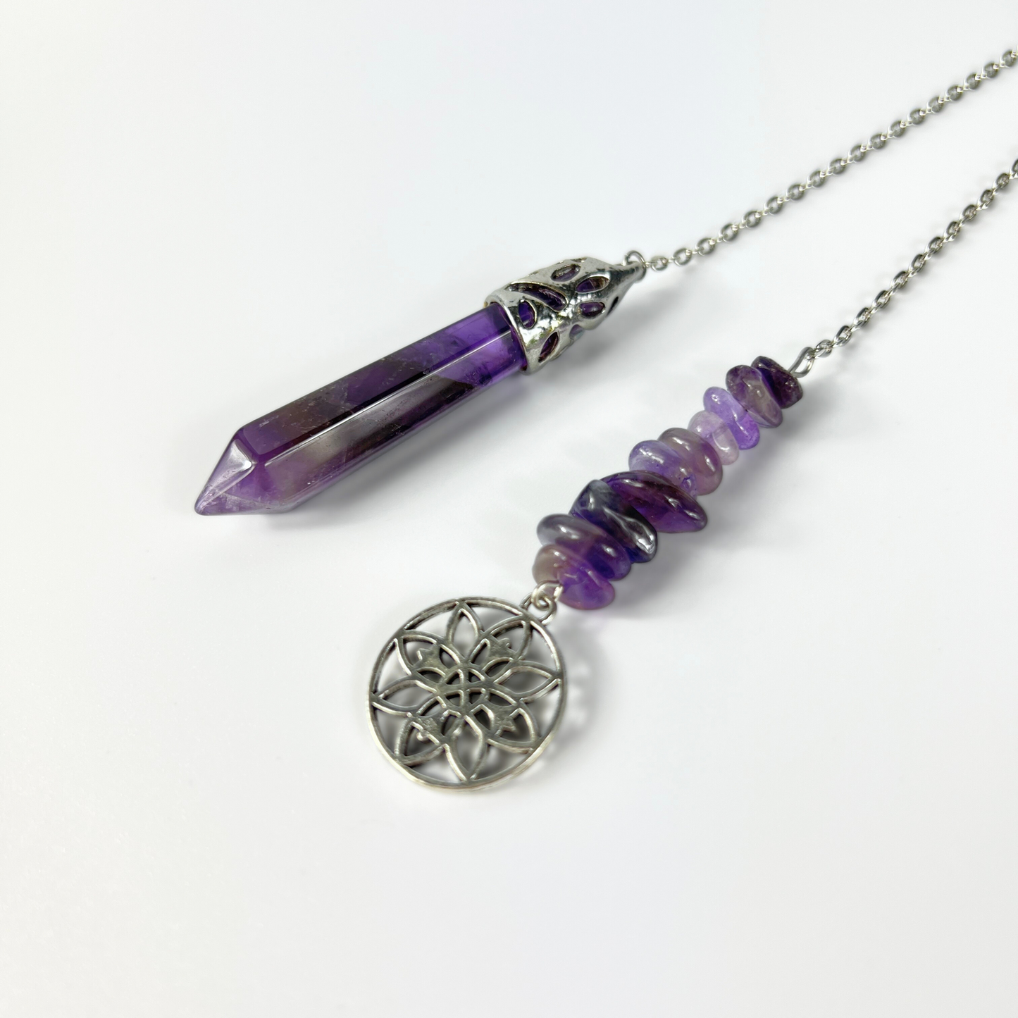 Amethyst and mandala pendulum