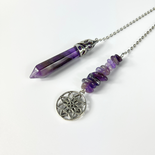 Amethyst and mandala pendulum