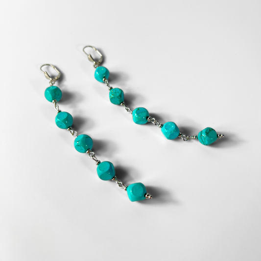 Long dangle & drop turquoise earrings Baguette Magick