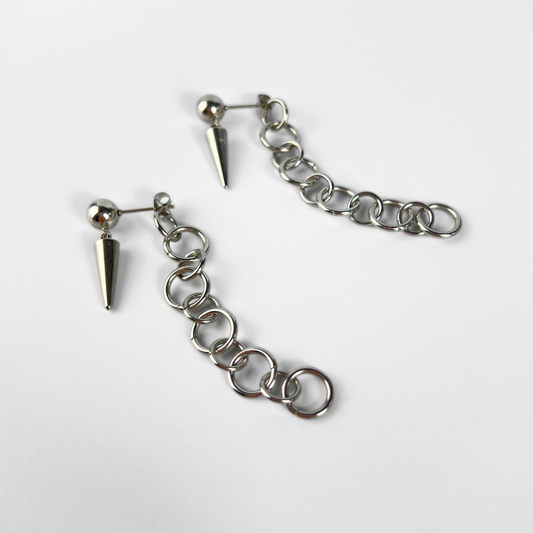 Spikes and back chunky chain stud earrings Baguette Magick