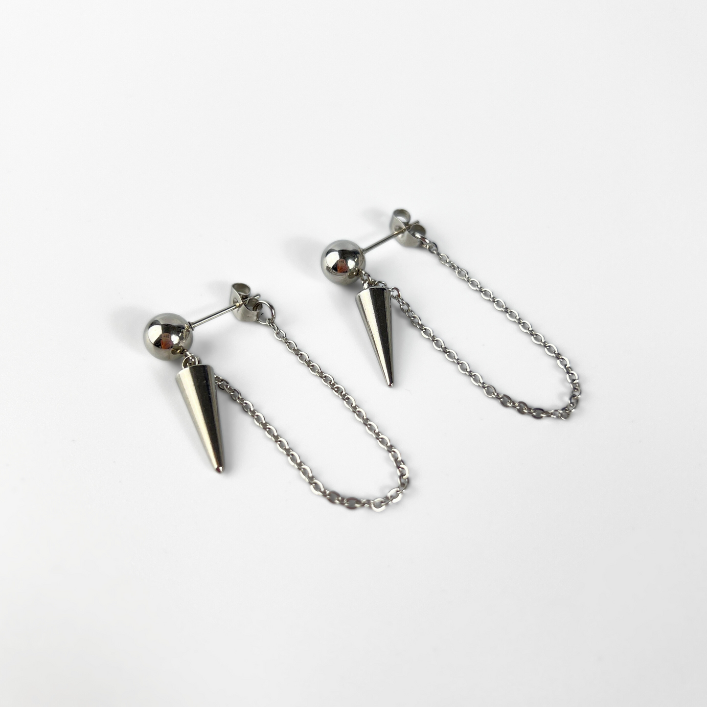 Punk rock stud spike and chains earrings Baguette Magick