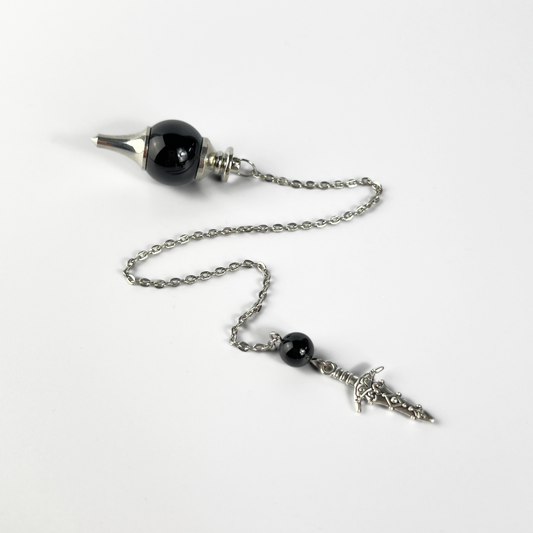 Black agate, obsidian and dagger Sephoroton dowsing pendulum