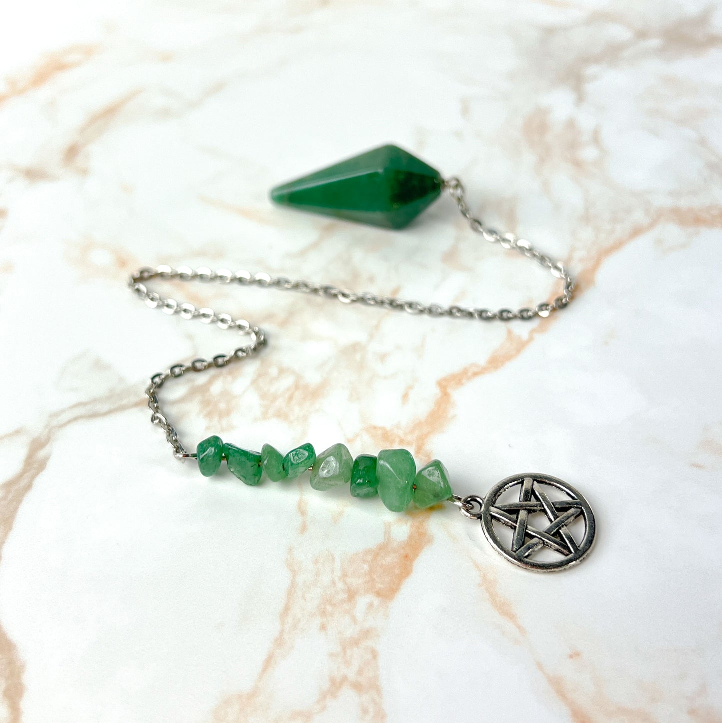 Aventurine and pentacle wiccan pendulum Baguette Magick