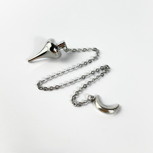 Luzi dowsing metal pendulum with a crescent Moon