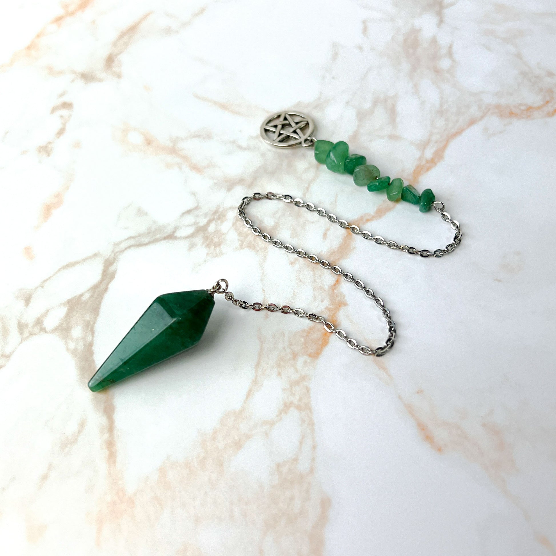 Aventurine and pentacle wiccan pendulum Baguette Magick