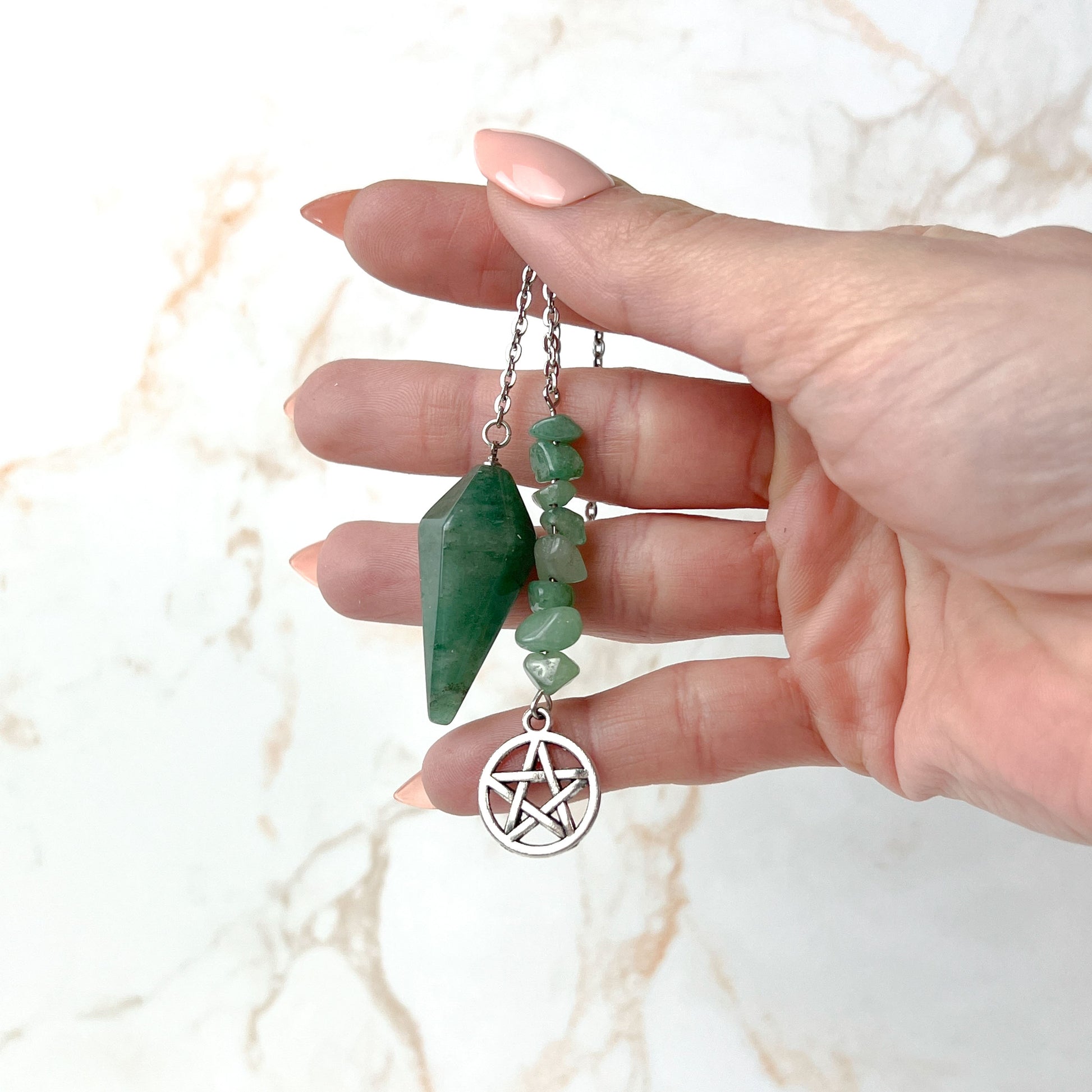 Aventurine and pentacle wiccan pendulum Baguette Magick