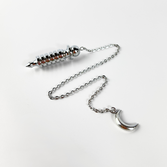 Egyptian Isis metal dowsing pendulum with a chamber and a Moon crescent