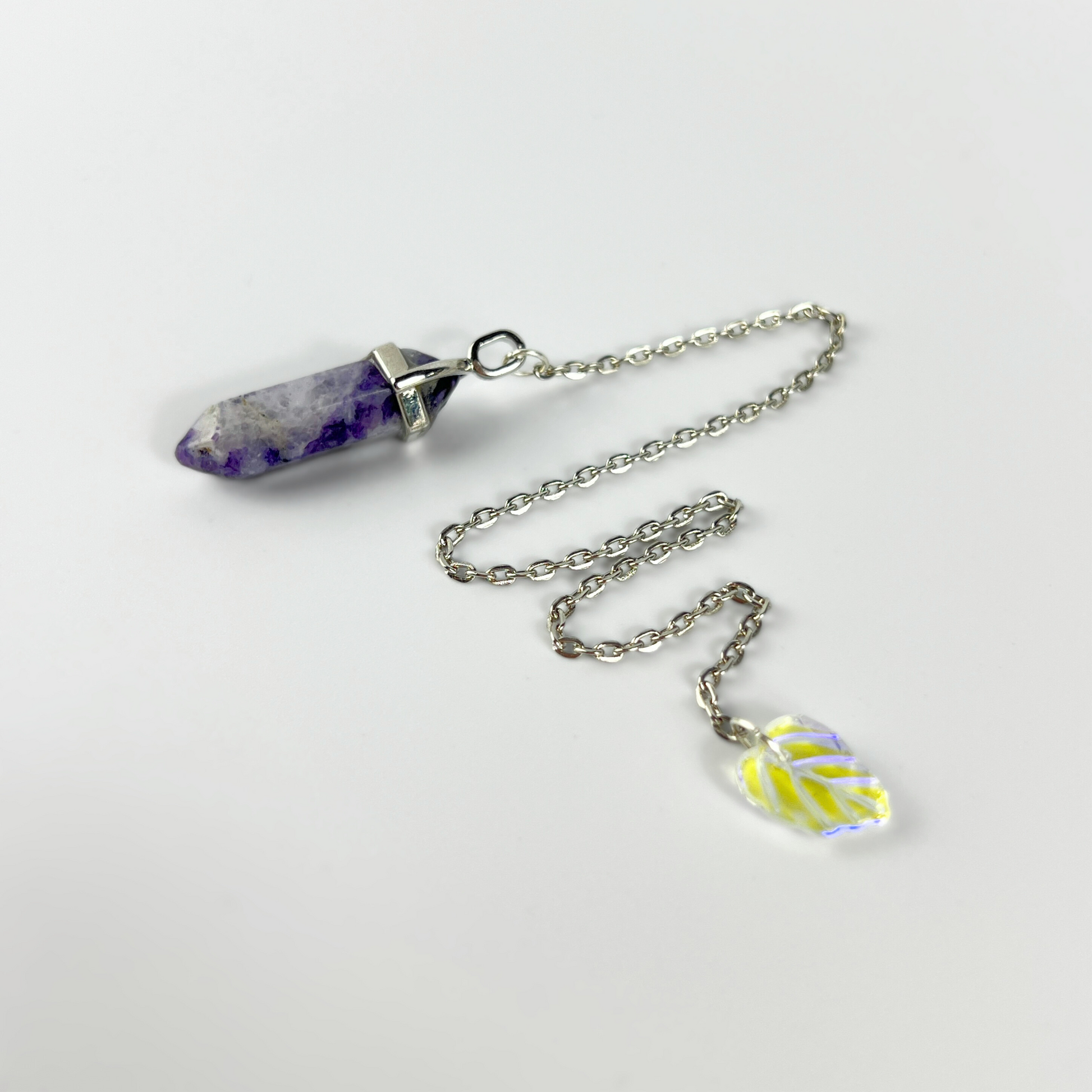 Charoite and leaf dowsing divination pendulum Baguette Magick