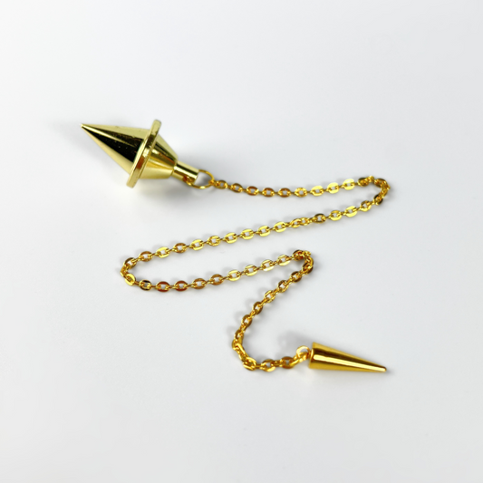 Golden double cone pendulum with a spike charm