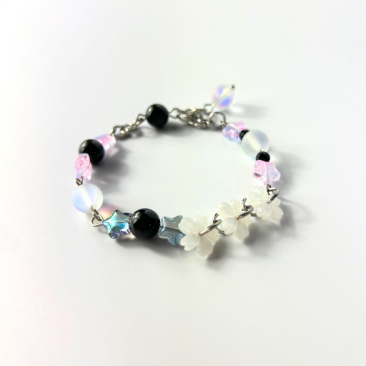 Celestial Nocturne Bracelet, Rainbow Obsidian, Onyx