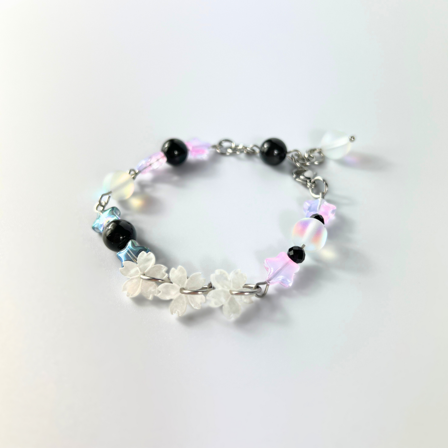 Celestial Nocturne Bracelet, Rainbow Obsidian, Onyx