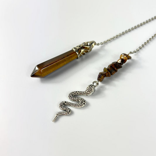 Tiger eye and snake dowsing divination pendulum