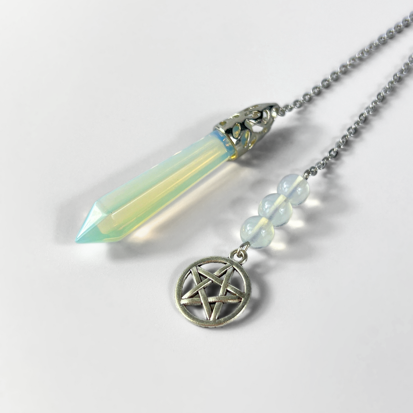 Opalite and pentacle dowsing spiritual pendulum Baguette Magick