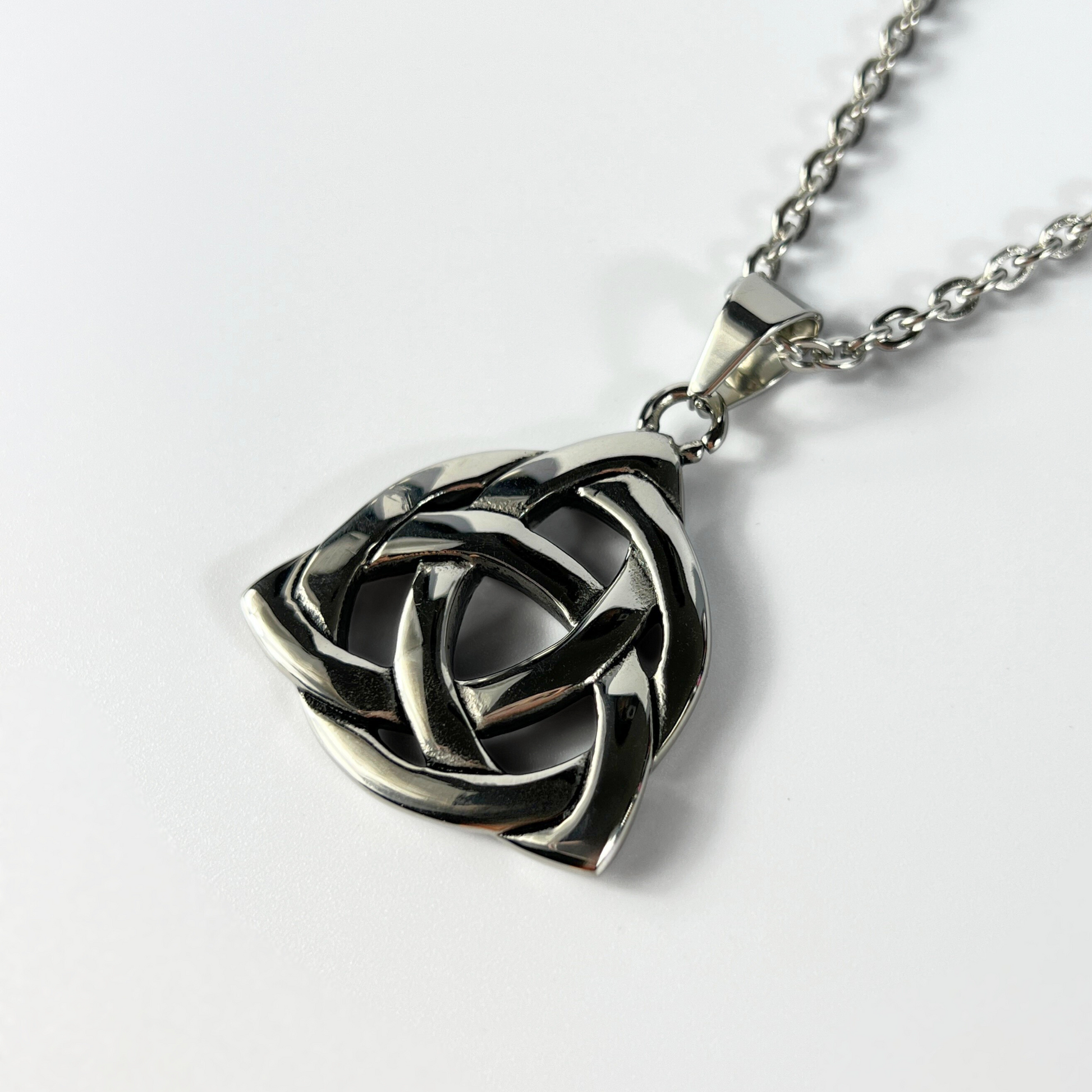 Big triquetra Celtic stainless steel pagan necklace Baguette Magick