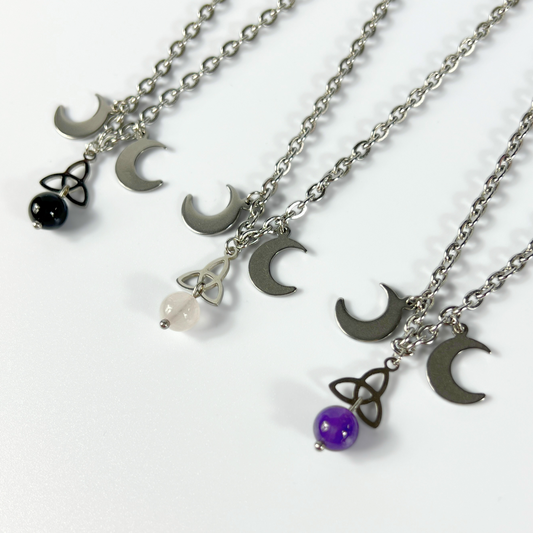 Triple moon Triquetra necklace Baguette Magick