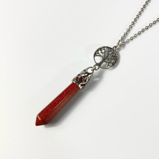 Collier de divination pierre d'or et arbre de vie