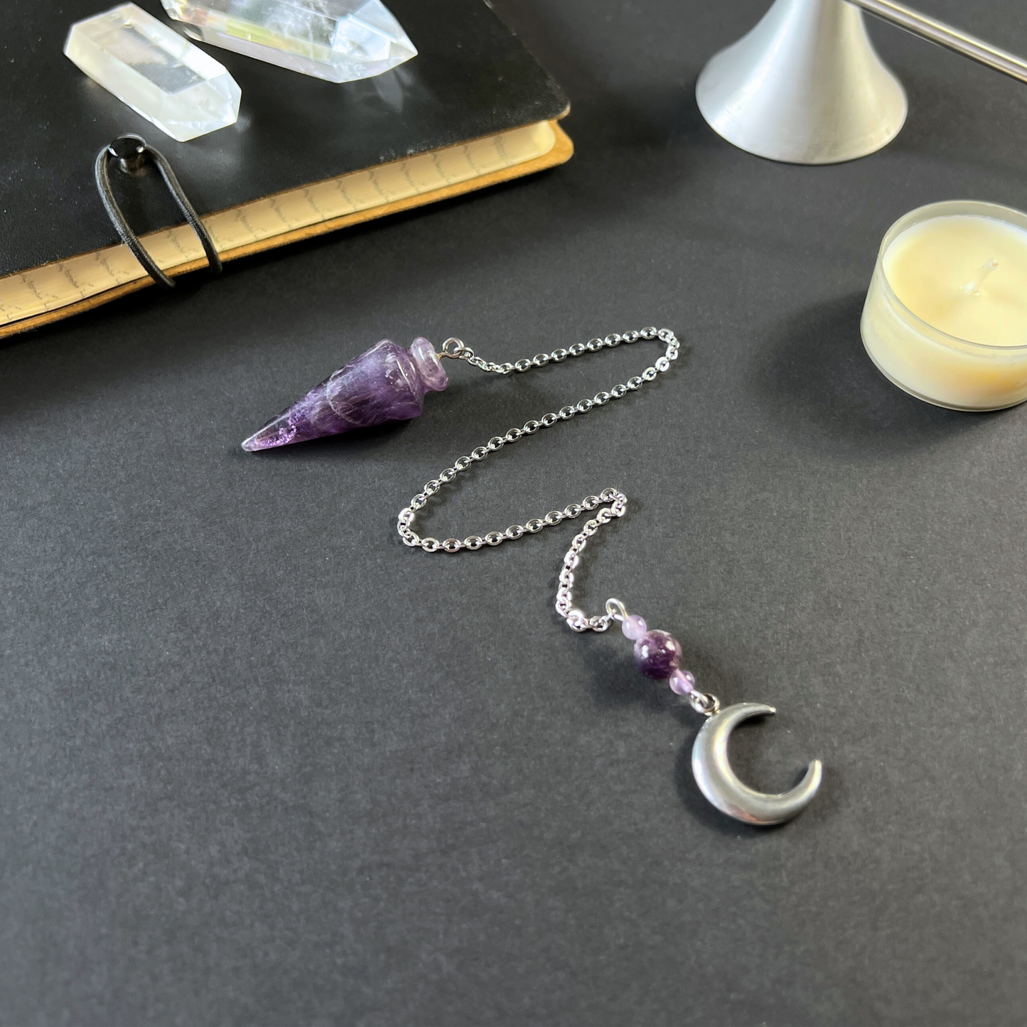 Amethyst Moon crescent pendulum