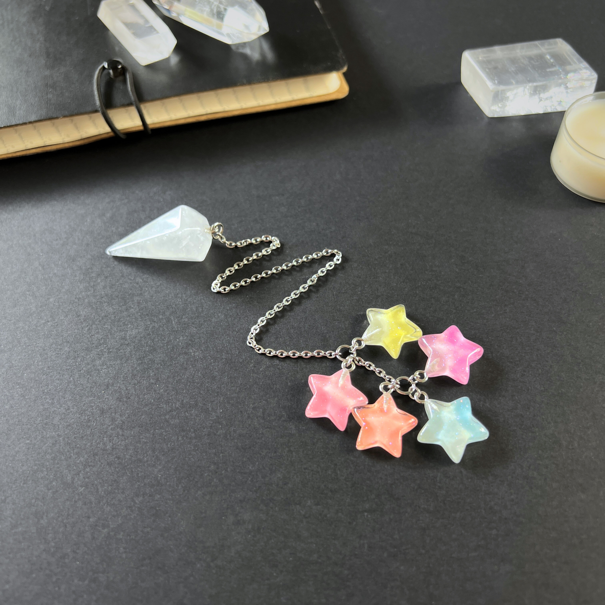 Quartz and stars dowsing pendulum Baguette Magick