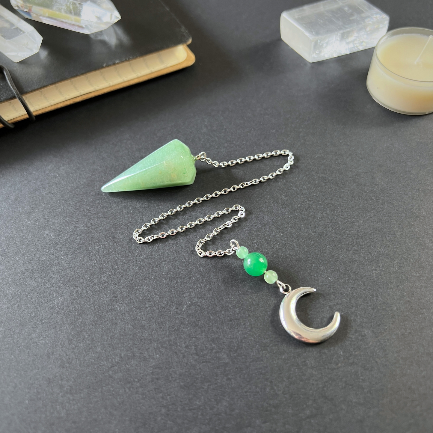 Aventurine Moon crescent pendulum Baguette Magick