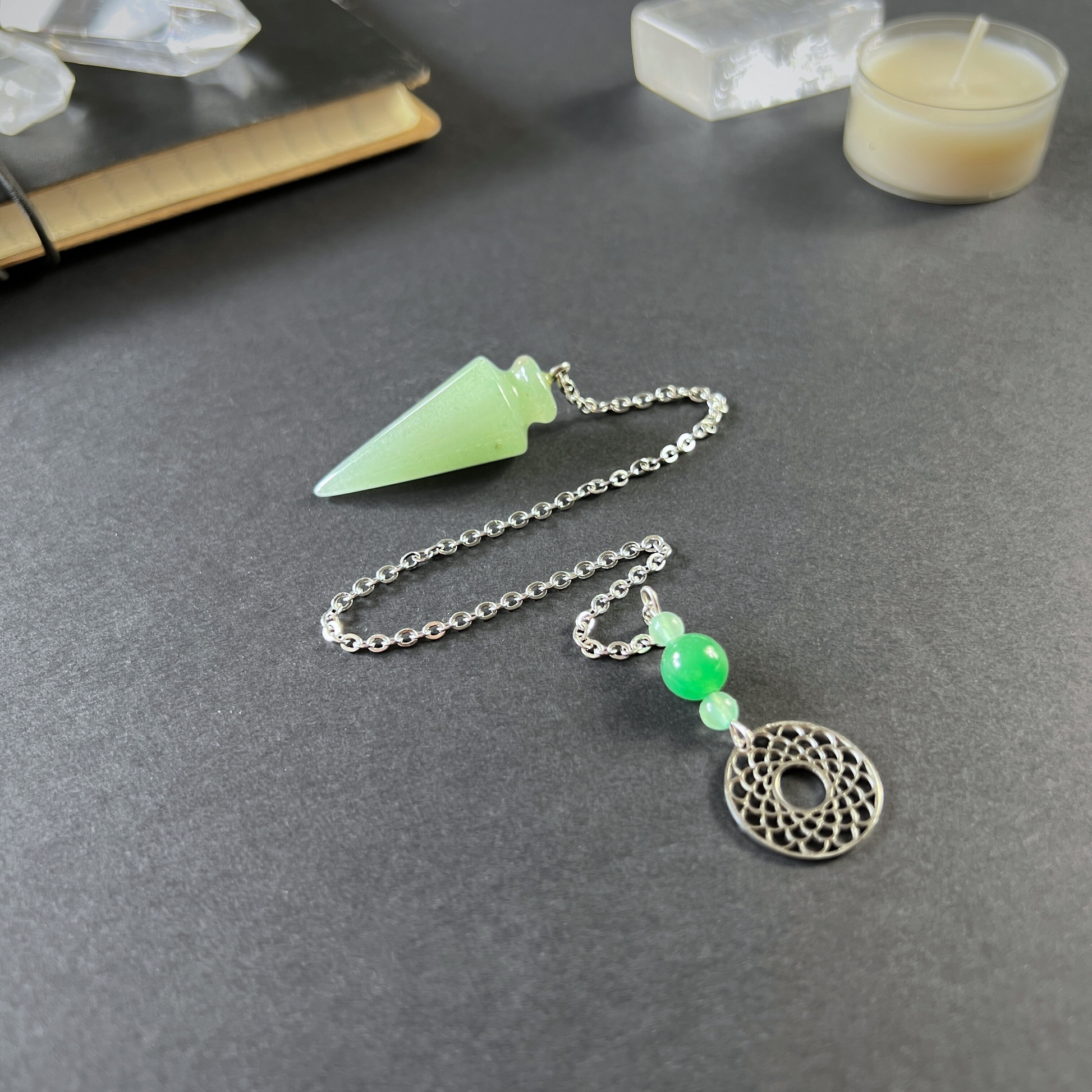 Aventurine pendulum with a geometric charm Baguette Magick