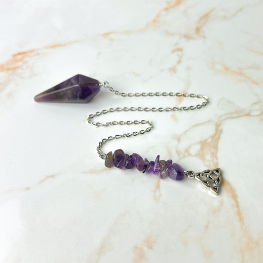 Amethyst and Celtic triquetra pendulum - The French Witch shop