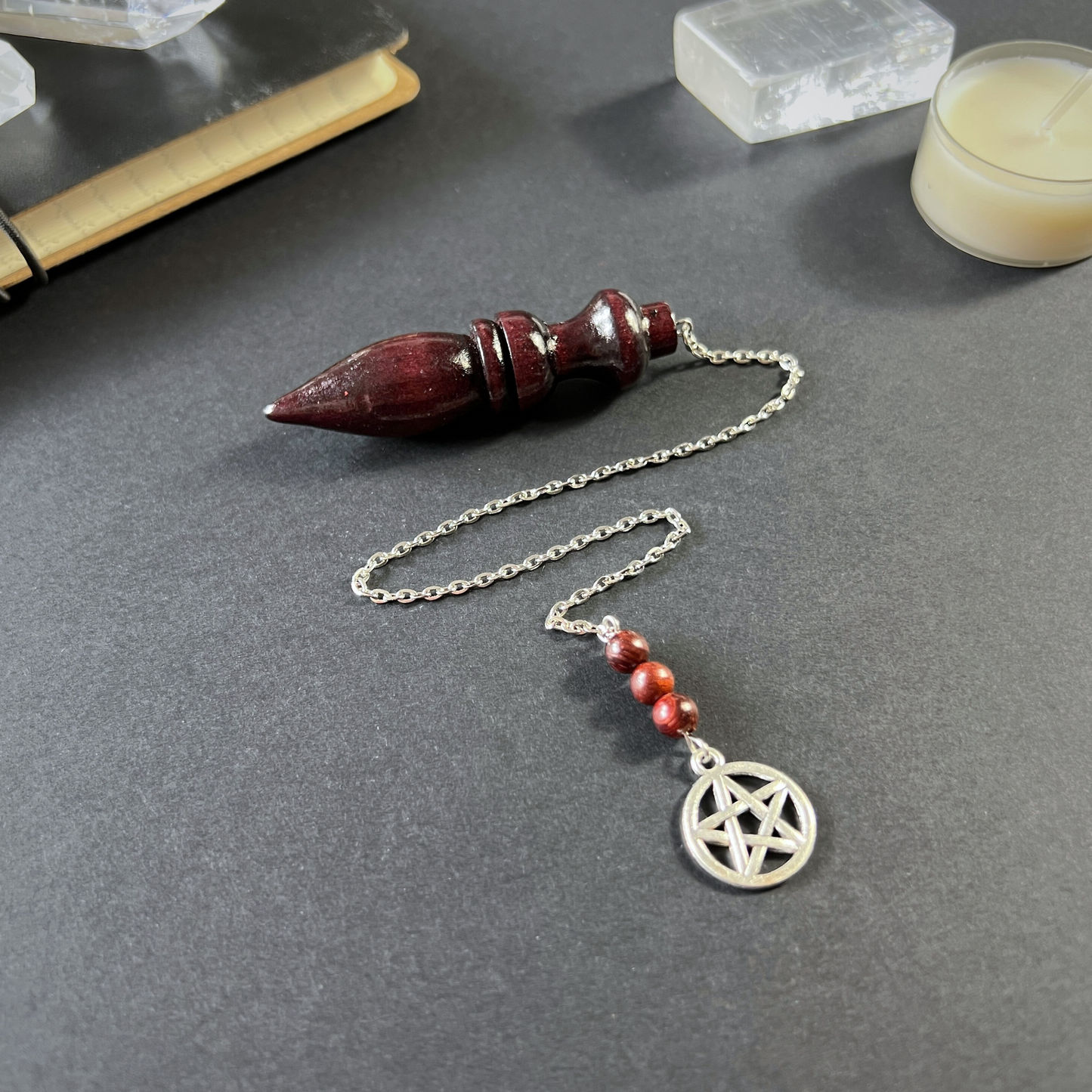 Coconut wood pentacle dowsing pendulum for divination