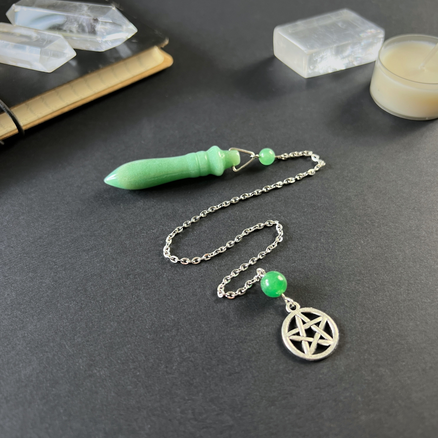 Egyptian Thot pendulum aventurine and pentacle