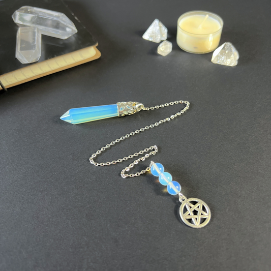 Opalite and pentacle dowsing spiritual pendulum Baguette Magick