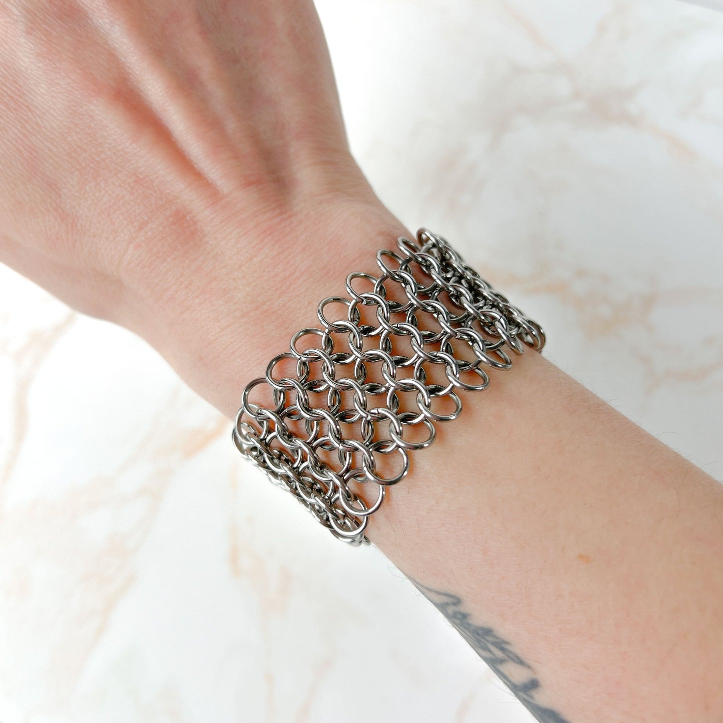 Chainmail bracelet European 4 in 1 stainless steel cuff Baguette Magick